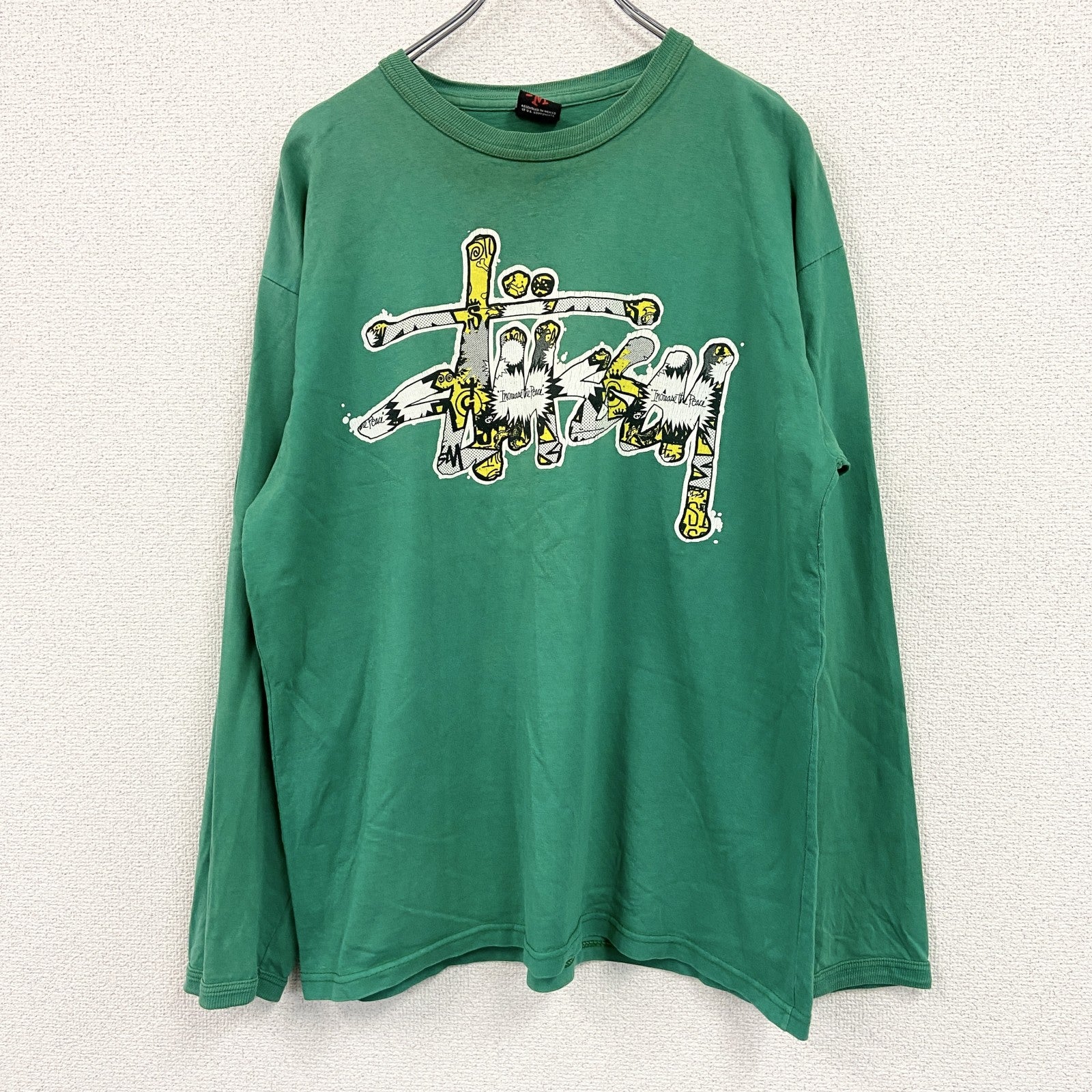 Stussy　ステューシー　長袖プリントTシャツ/ロンT　緑　グリーン　Mサイズ