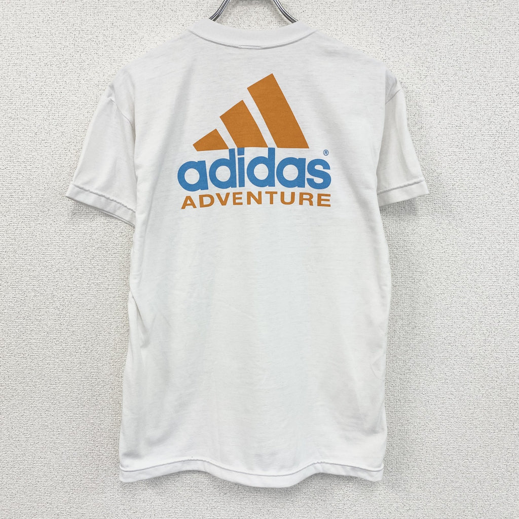 90s　adidas　アディダス　半袖プリントTシャツ　ヴィンテージ　デサント期　白　ホワイト　Sサイズ
