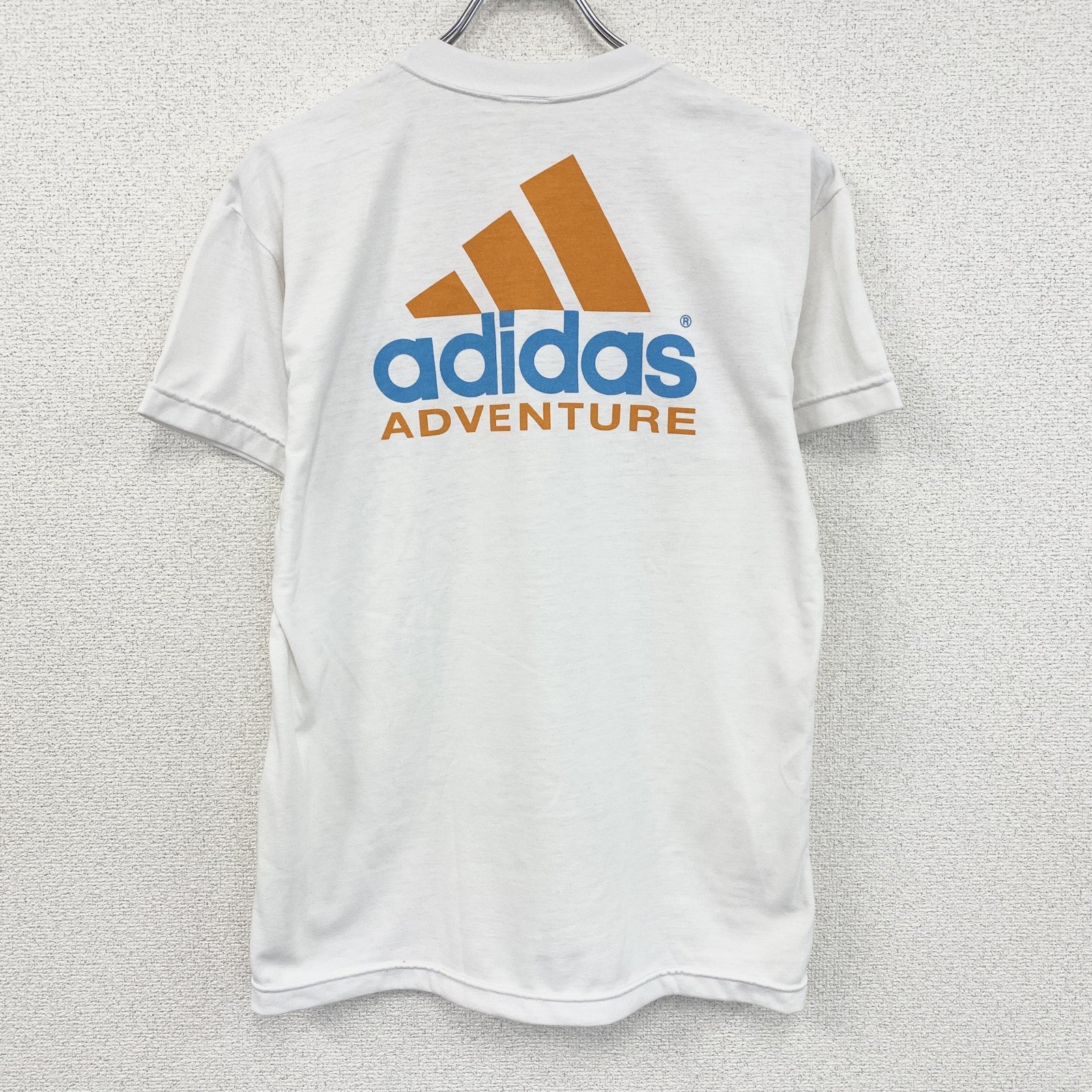 90s　adidas　アディダス　半袖プリントTシャツ　ヴィンテージ　デサント期　白　ホワイト　Sサイズ