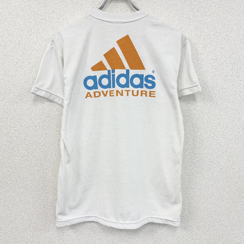 90s　adidas　アディダス　半袖プリントTシャツ　ヴィンテージ　デサント期　白　ホワイト　Sサイズ