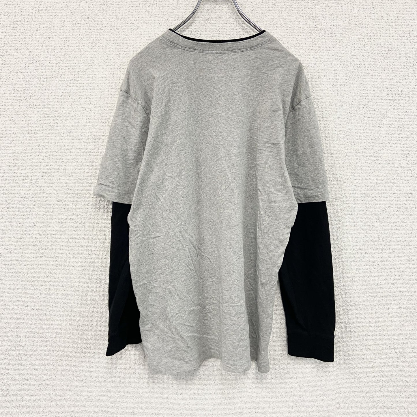 PROSPIRIT　長袖Tシャツ/ロンT　レイヤード　フットボール　グレー　黒　ブラック　XLサイズ