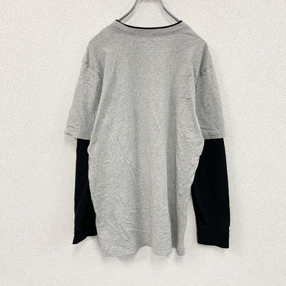 PROSPIRIT　長袖Tシャツ/ロンT　レイヤード　フットボール　グレー　黒　ブラック　XLサイズ