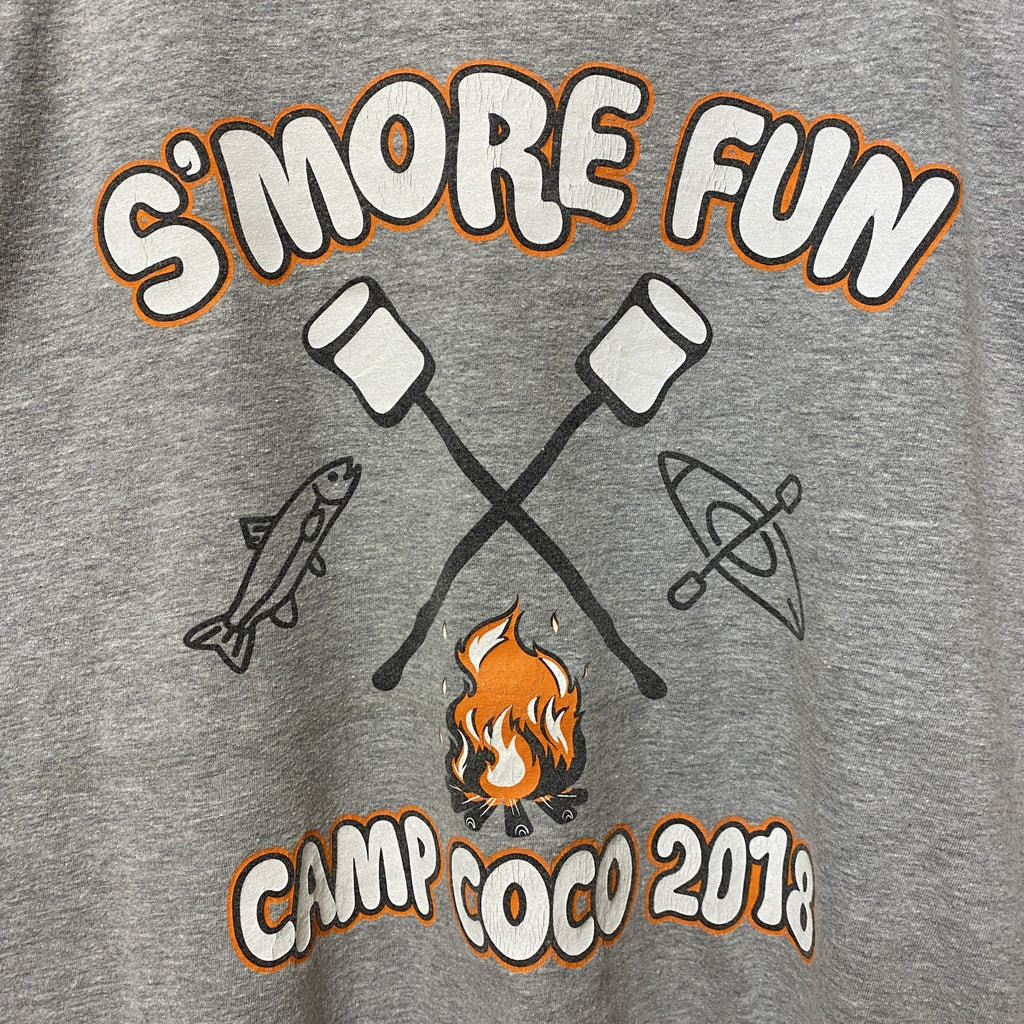 古着 used　S'MORE　マシュマロ　半袖プリントTシャツ　グレー　バックプリント　クルーネック　オーバーサイズ　XLサイズ