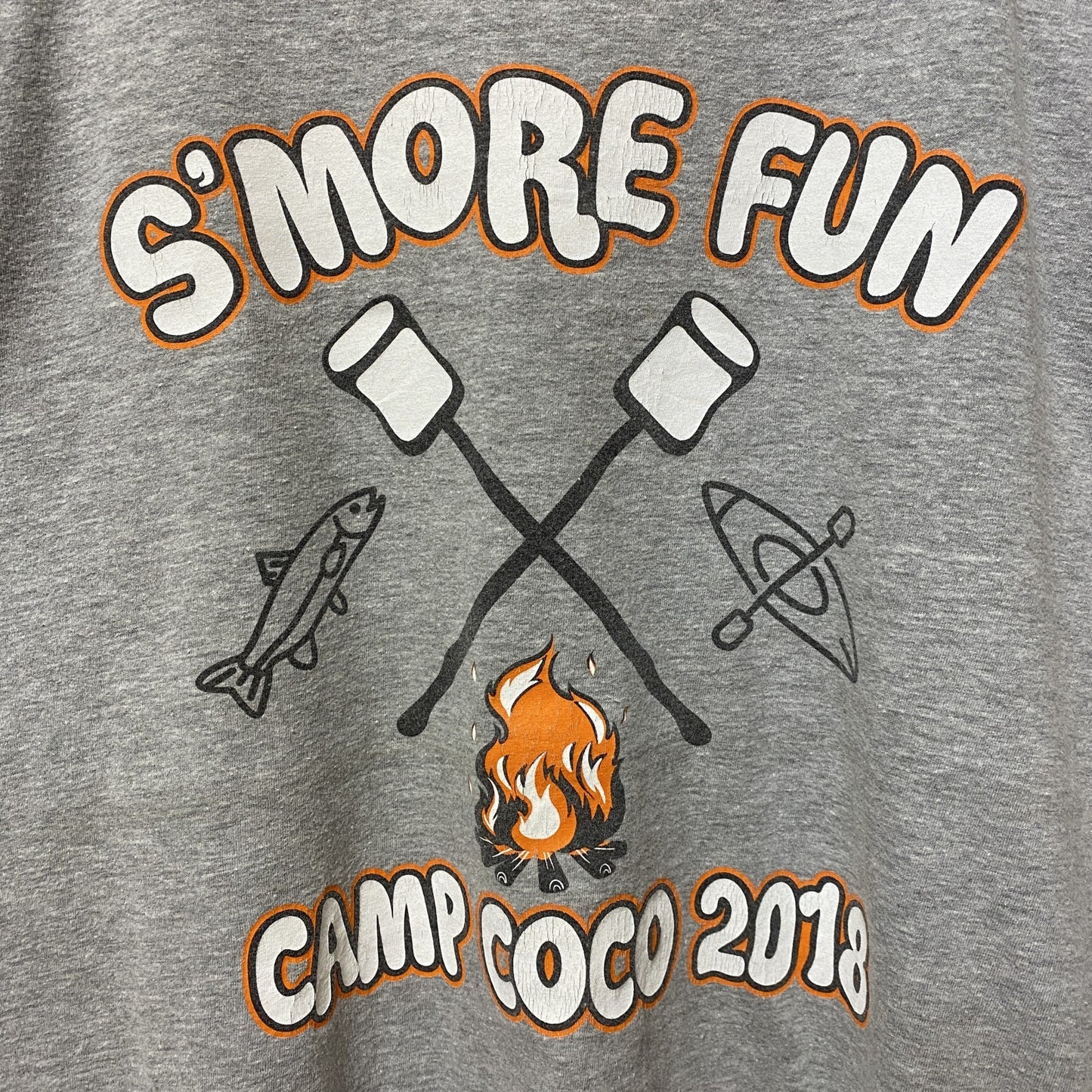 古着 used　S'MORE　マシュマロ　半袖プリントTシャツ　グレー　バックプリント　クルーネック　オーバーサイズ　XLサイズ