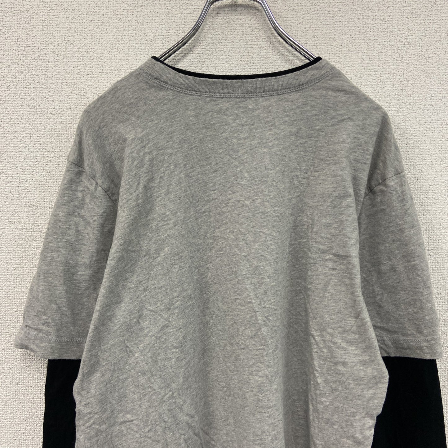 PROSPIRIT　長袖Tシャツ/ロンT　レイヤード　フットボール　グレー　黒　ブラック　XLサイズ