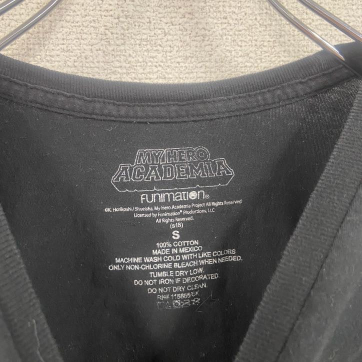 古着 used　僕のヒーローアカデミア　ヒロアカ　半袖アニメプリントTシャツ　マンガ　黒　ブラック　Sサイズ