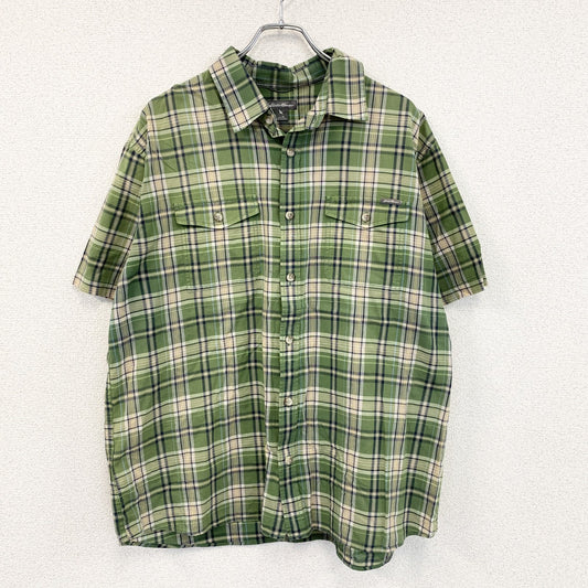 Eddie Bauer　エディーバウアー　半袖シャツ　チェック柄　緑　グリーン　XLサイズ