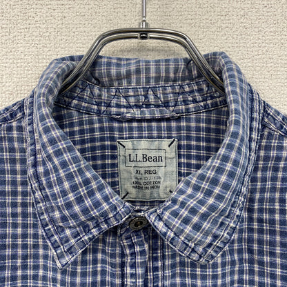 L.L.Bean　エルエルビーン　長袖ワークシャツ　チェック柄　青　ブルー　XLサイズ