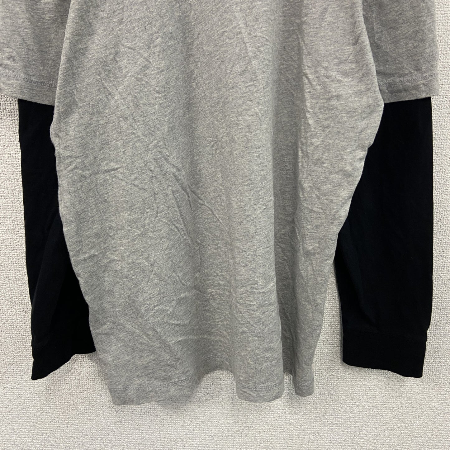 PROSPIRIT　長袖Tシャツ/ロンT　レイヤード　フットボール　グレー　黒　ブラック　XLサイズ