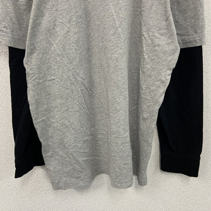 PROSPIRIT　長袖Tシャツ/ロンT　レイヤード　フットボール　グレー　黒　ブラック　XLサイズ
