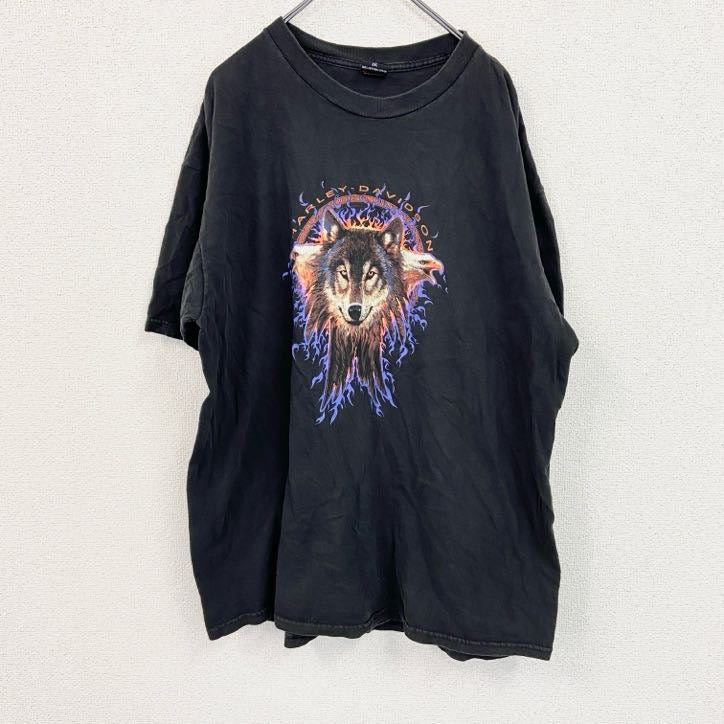 HARLEY DAVIDSON　ハーレーダビッドソン　半袖プリントTシャツ　USA製　黒　ブラック　2XLサイズ