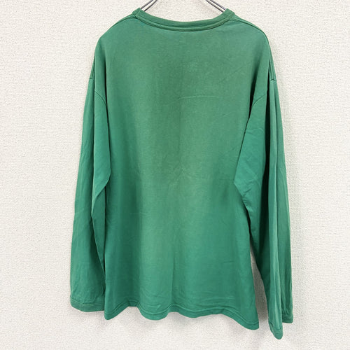 00s　STUSSY　ステューシー　長袖プリントTシャツ/ロンT　ヴィンテージ　緑　グリーン　Mサイズ