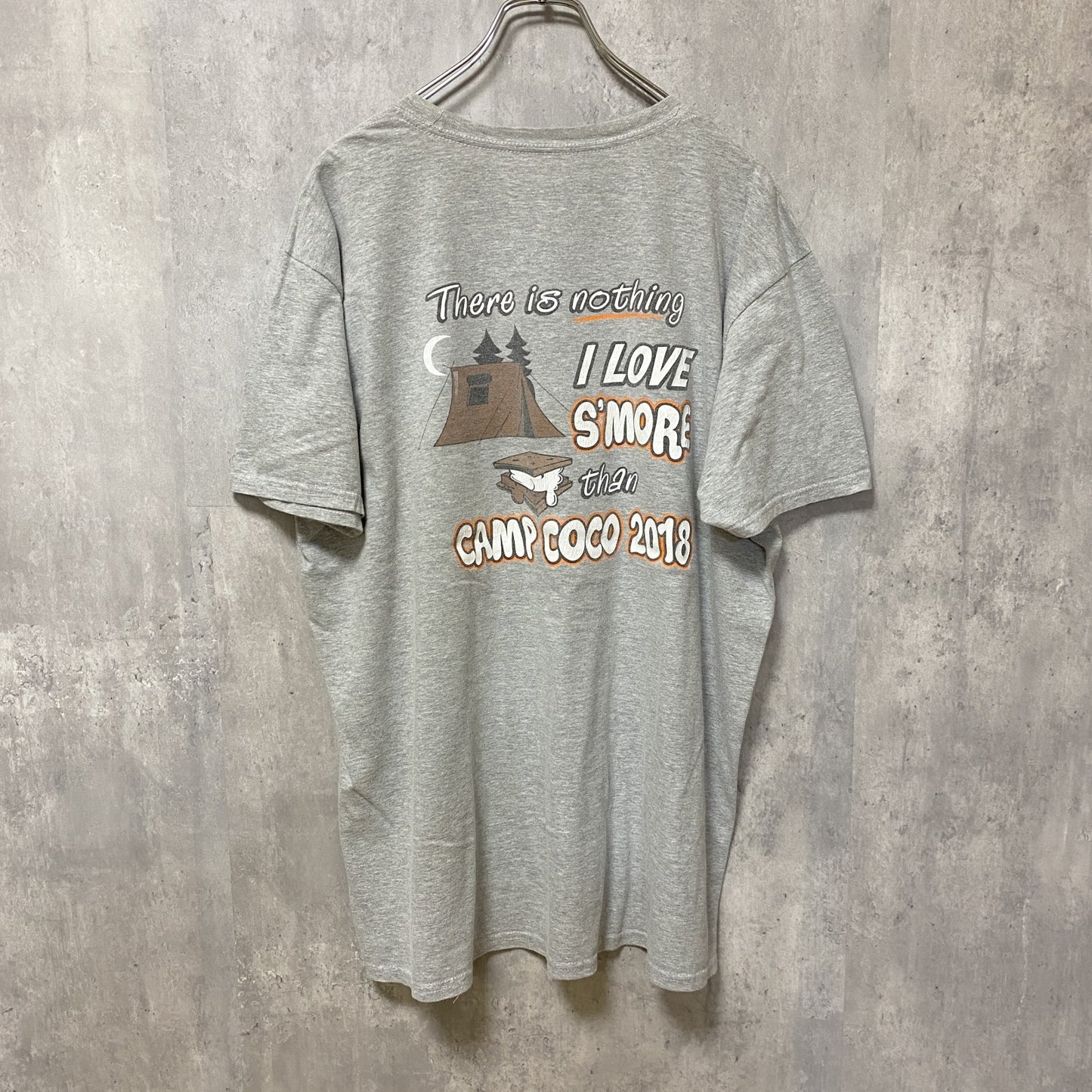 古着 used　S'MORE　マシュマロ　半袖プリントTシャツ　グレー　バックプリント　クルーネック　オーバーサイズ　XLサイズ