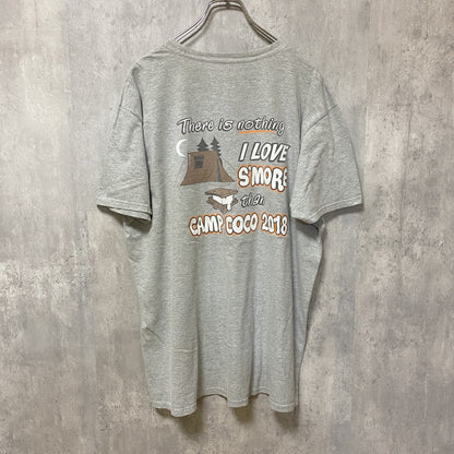 古着 used　S'MORE　マシュマロ　半袖プリントTシャツ　グレー　バックプリント　クルーネック　オーバーサイズ　XLサイズ