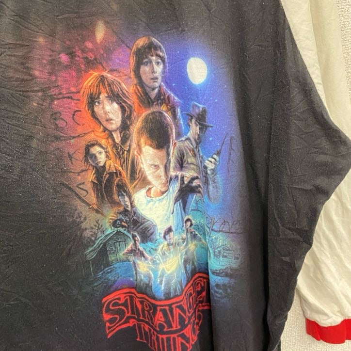 STRANGER　THINGS　ストレンジャーシングス　長袖Tシャツ/ロンT　黒　ブラック　白　ホワイト　2XLサイズ