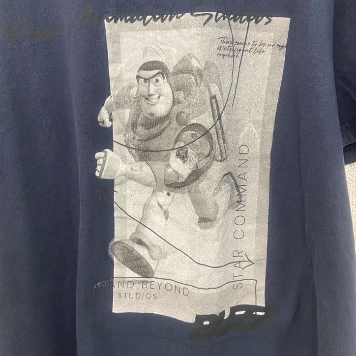 古着 used　TOY STORY　トイストーリー　バズライトイヤー　半袖プリントTシャツ　キャラクター　紺　ネイビー　Lサイズ