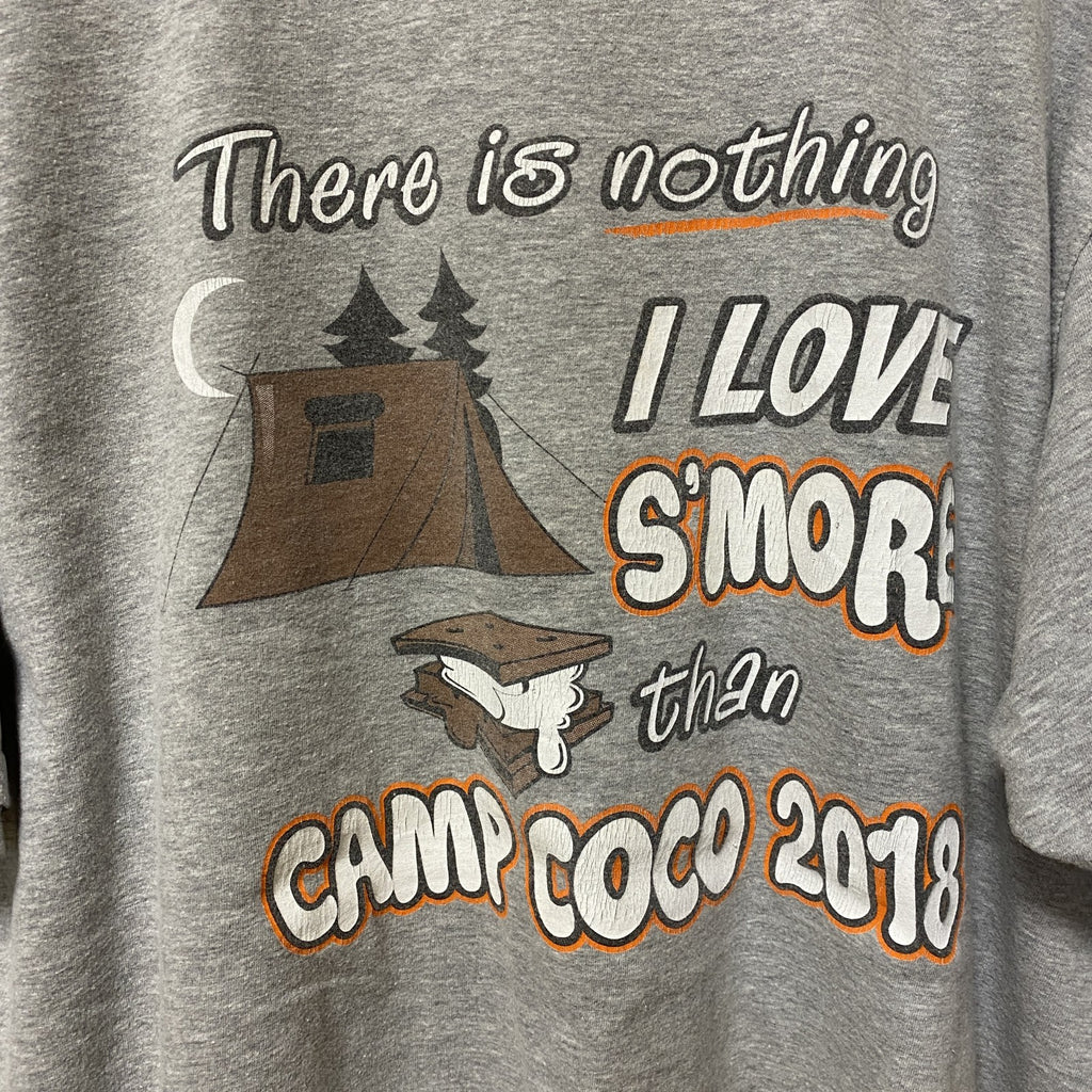 古着 used　S'MORE　マシュマロ　半袖プリントTシャツ　グレー　バックプリント　クルーネック　オーバーサイズ　XLサイズ