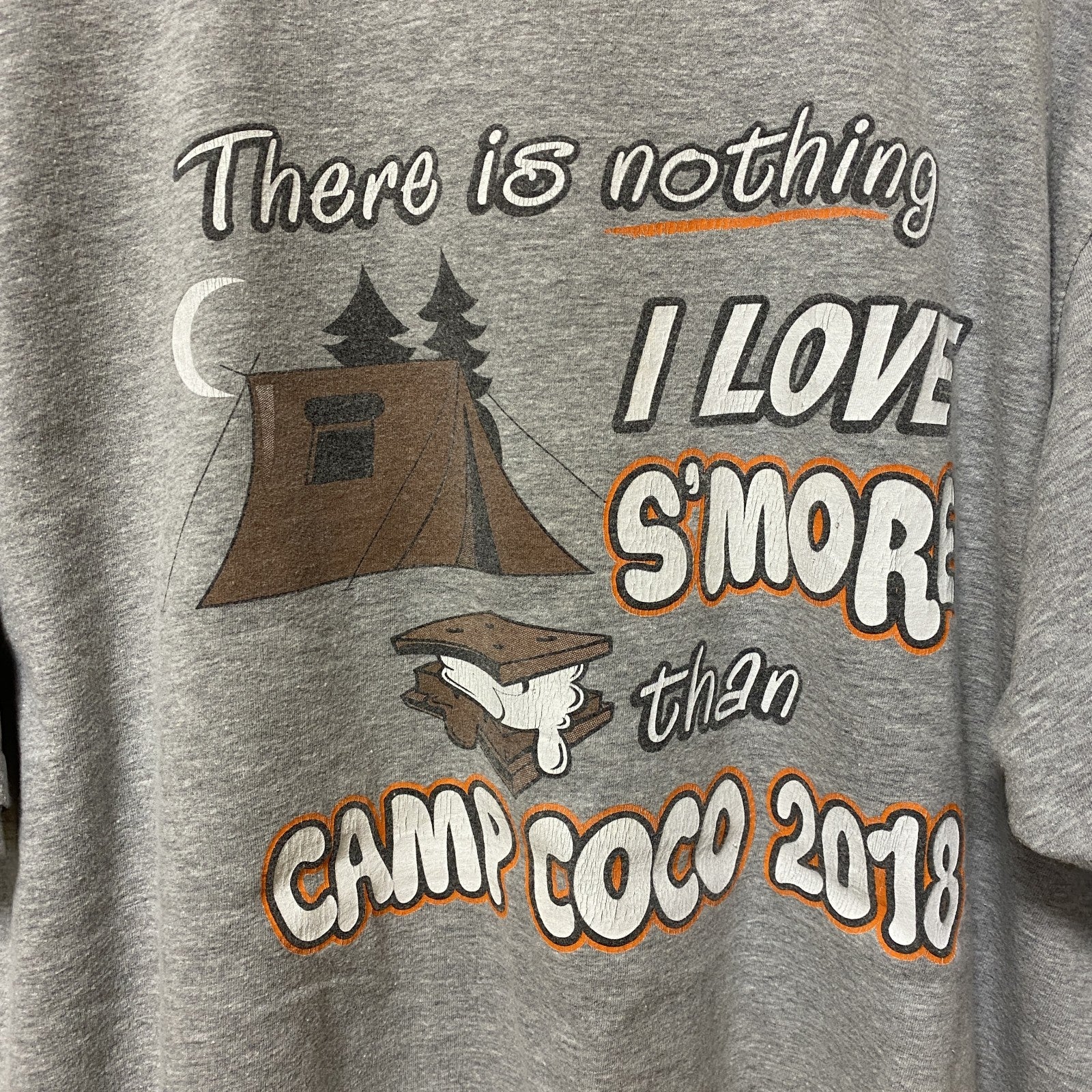 古着 used　S'MORE　マシュマロ　半袖プリントTシャツ　グレー　バックプリント　クルーネック　オーバーサイズ　XLサイズ
