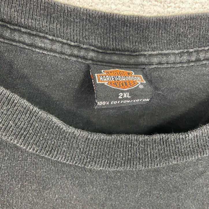 HARLEY DAVIDSON　ハーレーダビッドソン　半袖プリントTシャツ　USA製　黒　ブラック　2XLサイズ