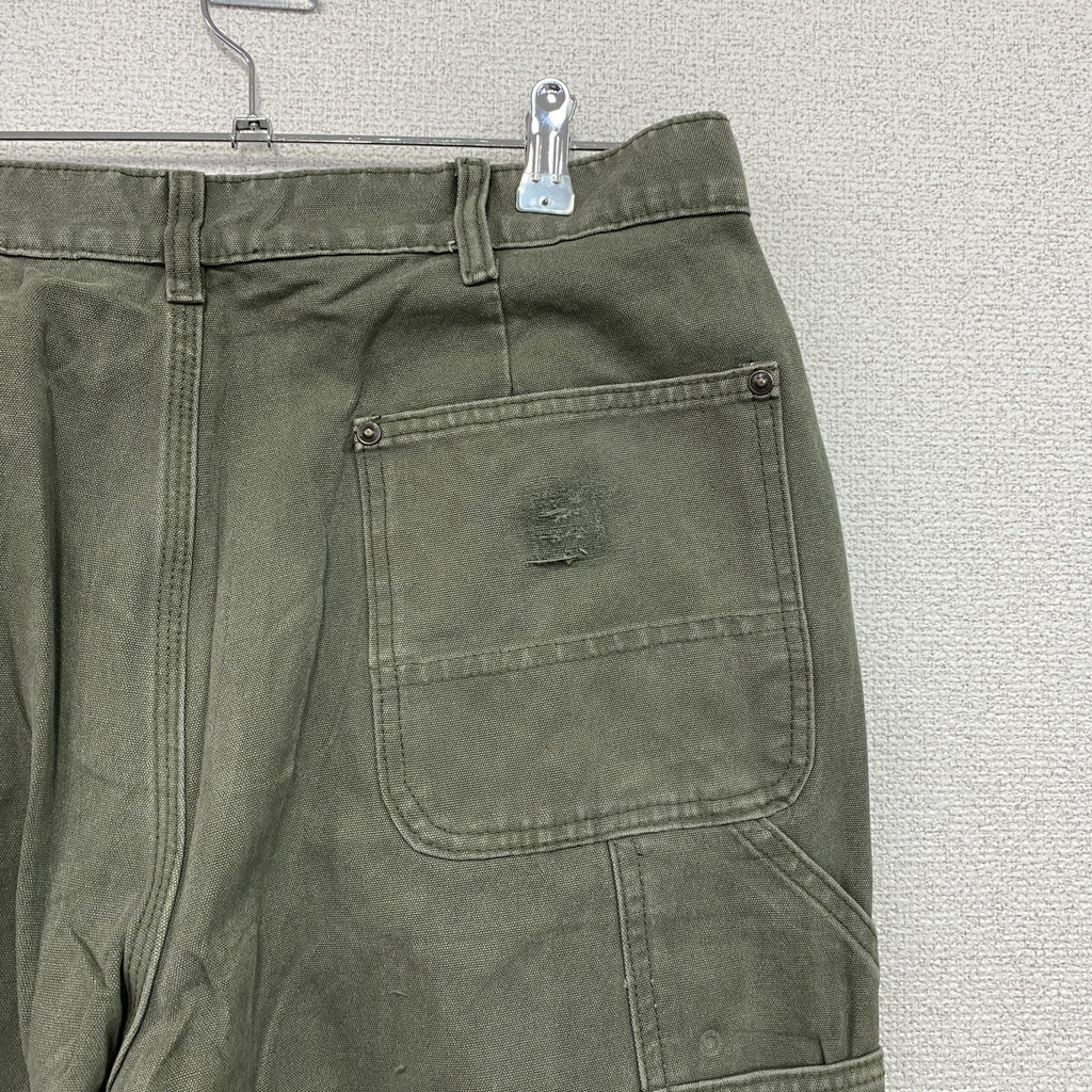 ノーブランド　ダブルニーペインターパンツ　ダックパンツ　ジップフライ　カーキ