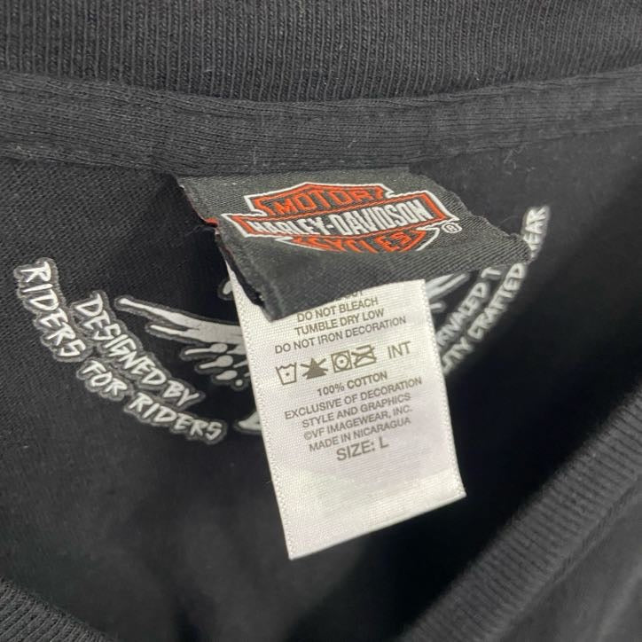 HARLEY DAVIDSON　ハーレーダビッドソン　長袖プリントTシャツ　黒　ブラック　Lサイズ