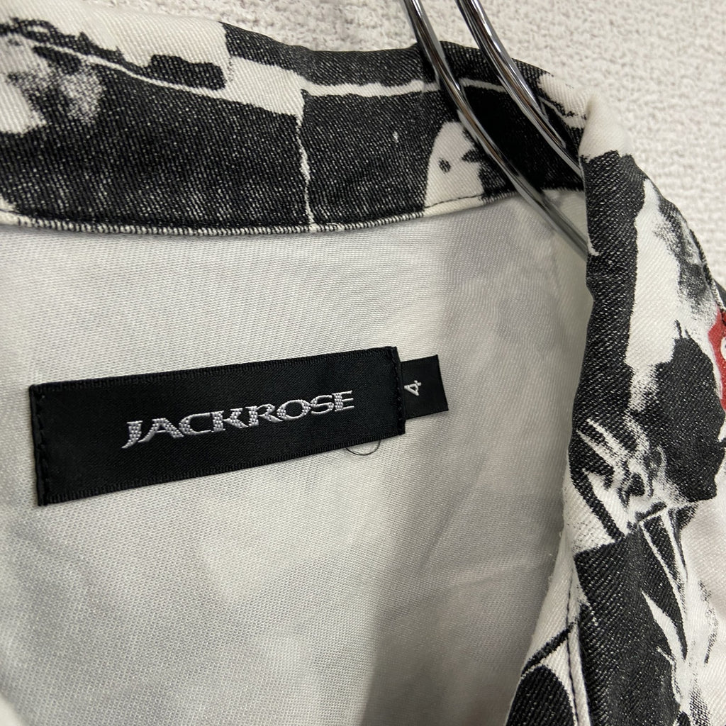 JACKROSE　ジャックローズ　半袖シャツ/柄シャツ　バイカラー　白　ホワイト　黒　ブラック　4サイズ