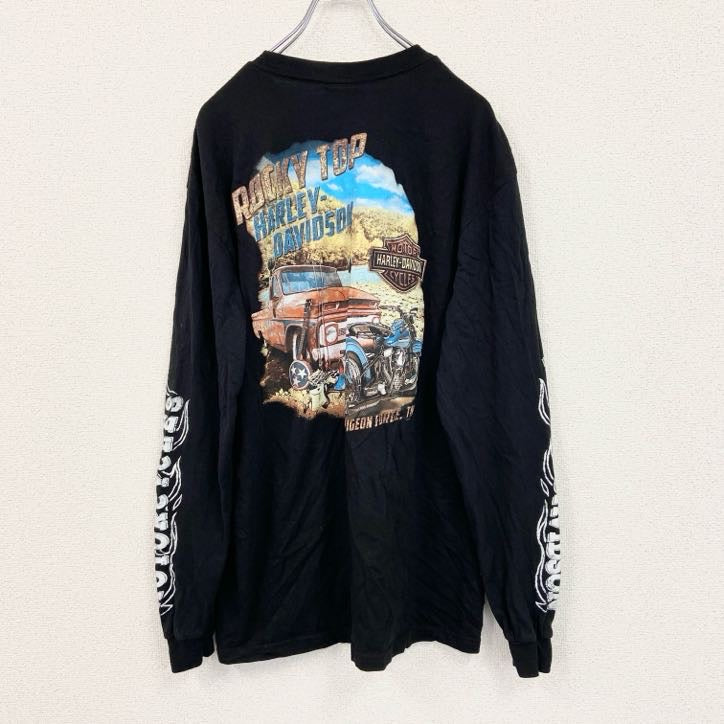 HARLEY DAVIDSON　ハーレーダビッドソン　長袖プリントTシャツ　黒　ブラック　Lサイズ