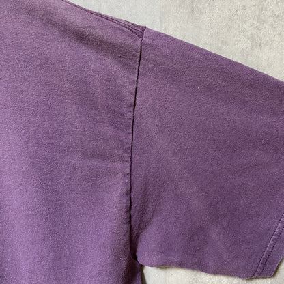 古着 used　GILDAN　ギルダン　狼　半袖アニマル柄プリントTシャツ　紫　パープル　レトロ　デザイン　クルーネック　Lサイズ
