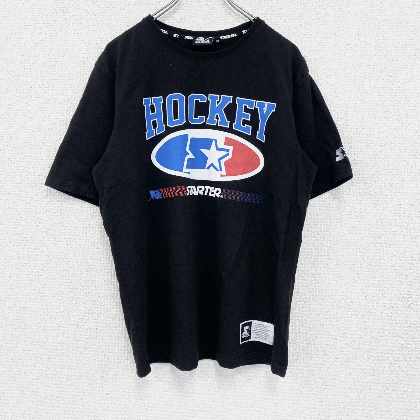 STARTER　スターター　半袖3連プリントTシャツ　HOCKEY　黒　ブラック　Mサイズ