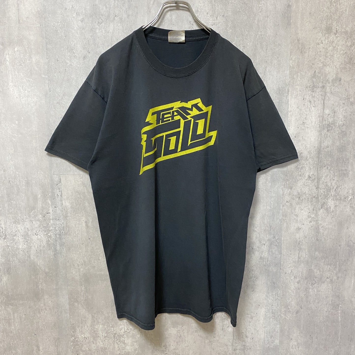 古着 used　半袖プリントTシャツ　黒　ブラック　レトロ　デザイン　個性的　クルーネック　春夏服　Lサイズ