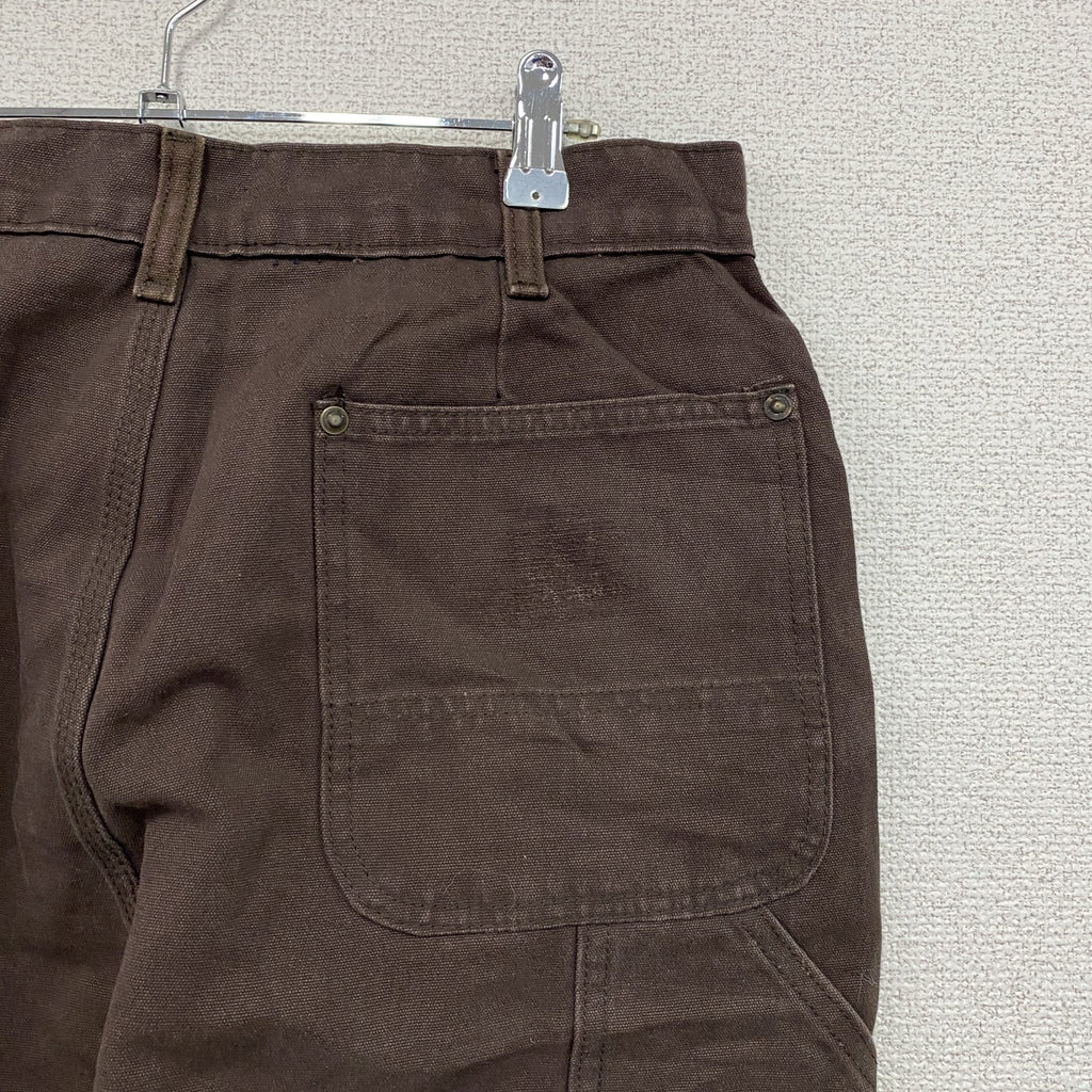 ノーブランド　ダブルニーペインターパンツ　ダックパンツ　ジップフライ　ブラウン