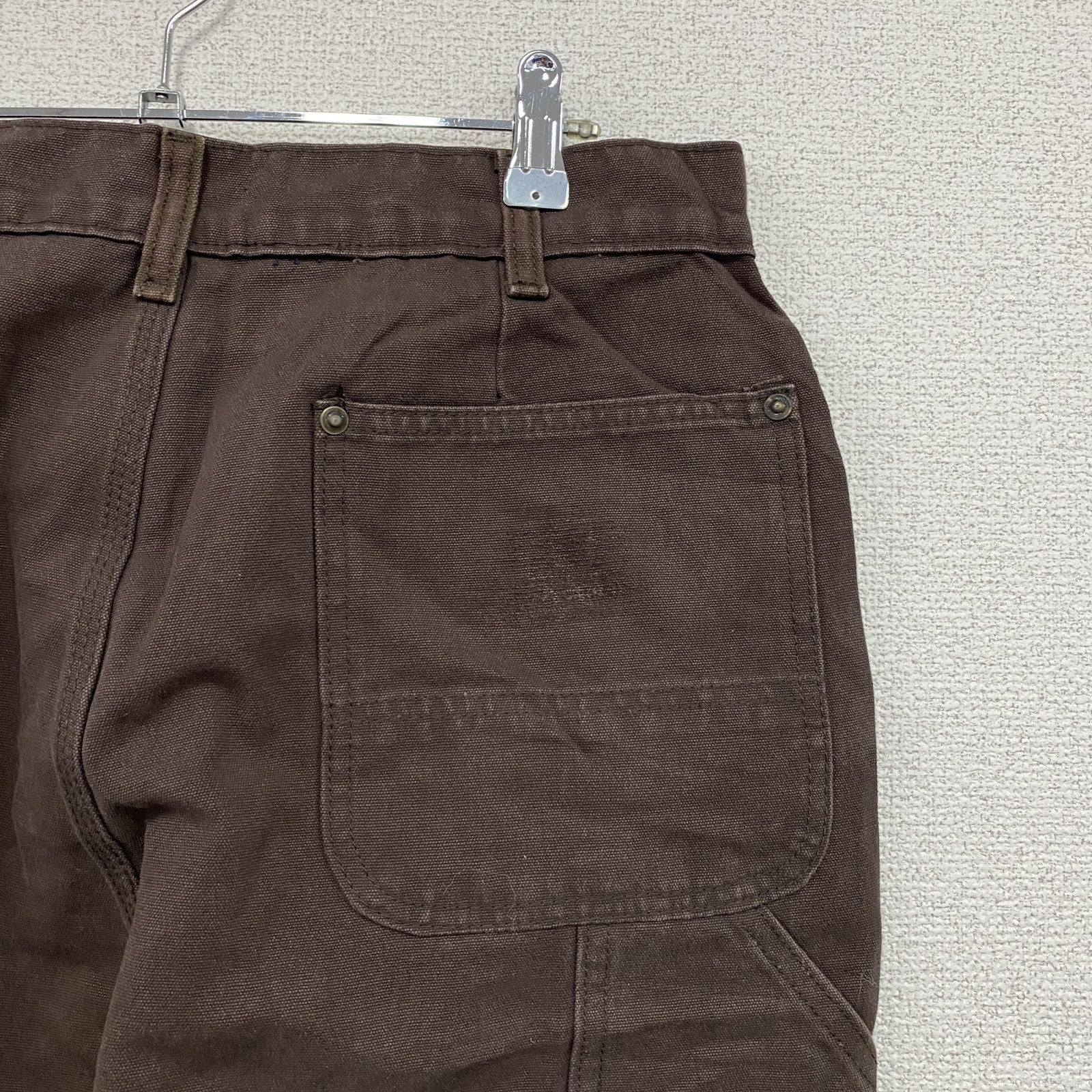 ノーブランド　ダブルニーペインターパンツ　ダックパンツ　ジップフライ　ブラウン