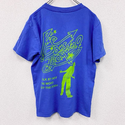 00s　Print Star　半袖プリントグラフィックTシャツ　3連プリント　両面プリント　ヴィンテージ　青　ブルー　Sサイズ