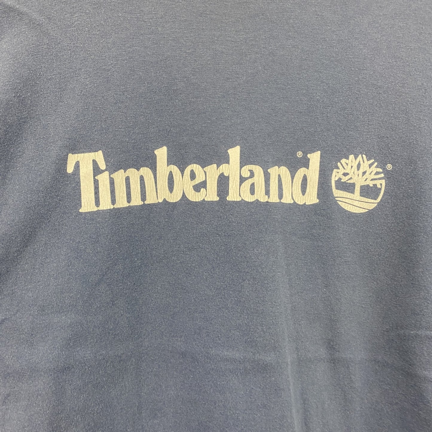 00s　Timberland　ティンバーランド　半袖プリントTシャツ　フェード　紺　ネイビー　Lサイズ