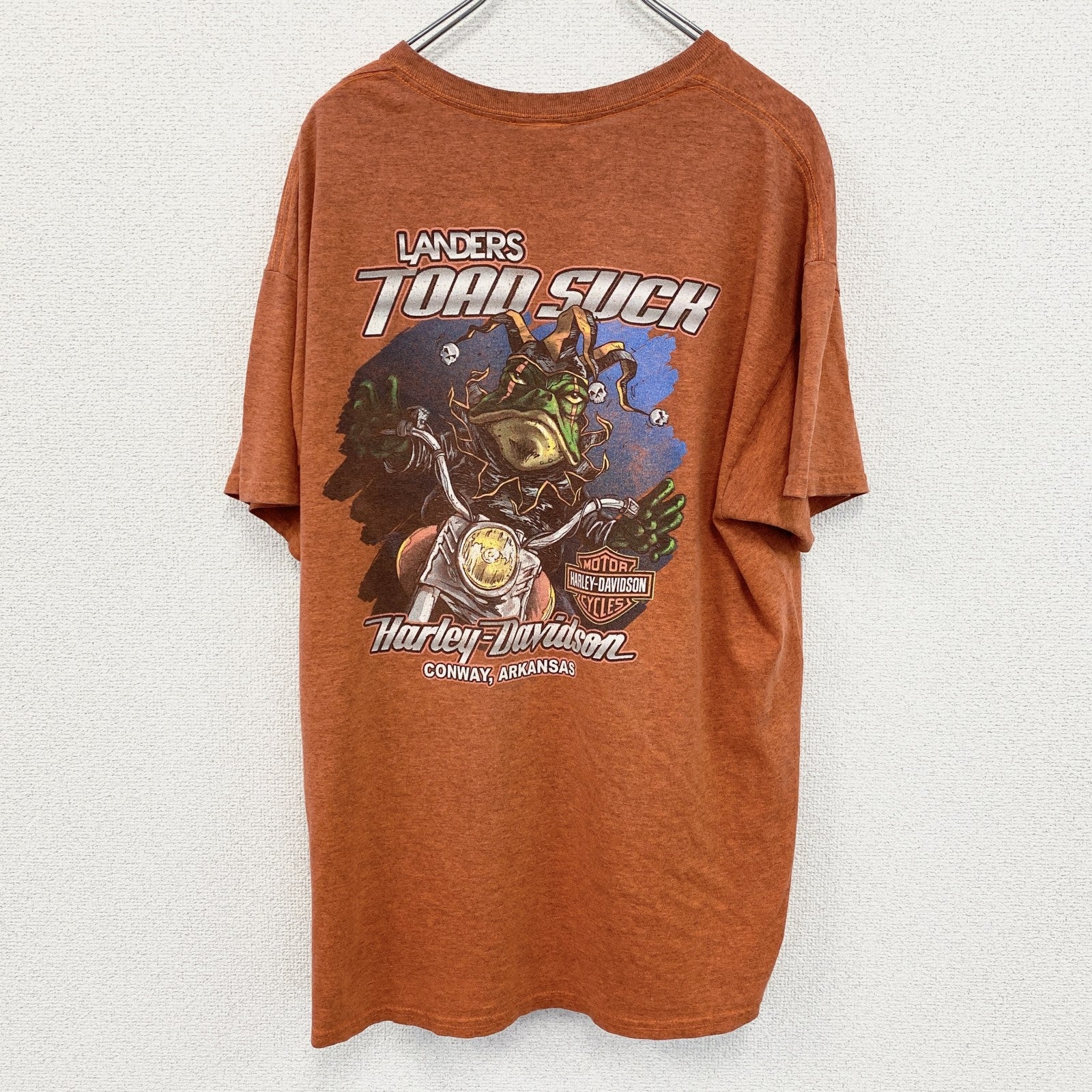 HARLEY DAVIDSON　ハーレーダビッドソン　半袖プリントTシャツ　オレンジ　XLサイズ