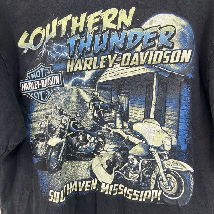 HARLEY DAVIDSON　ハーレーダビッドソン　半袖プリントTシャツ　サザンサンダー　黒　ブラック　Mサイズ