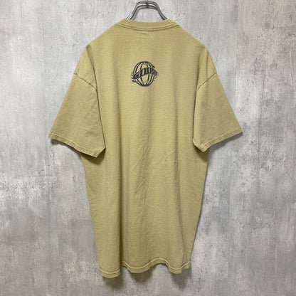 古着 used　半袖カレッジプリントTシャツ　バックプリント　キャメル色　個性的　クルーネック　オーバーサイズ　XLサイズ