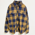 古着 used　GEORGE　長袖チェック柄シャツジャケット　黄色　ネイビー　秋冬服　レトロ　Lサイズ