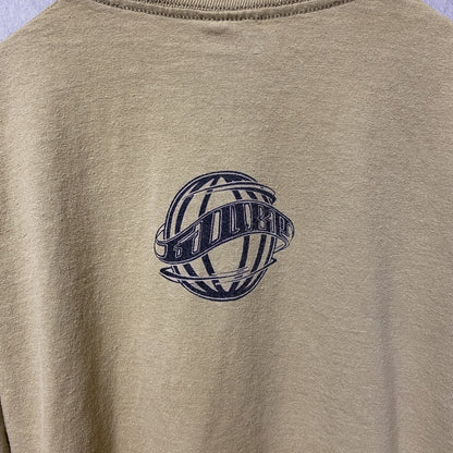 古着 used　半袖カレッジプリントTシャツ　バックプリント　キャメル色　個性的　クルーネック　オーバーサイズ　XLサイズ