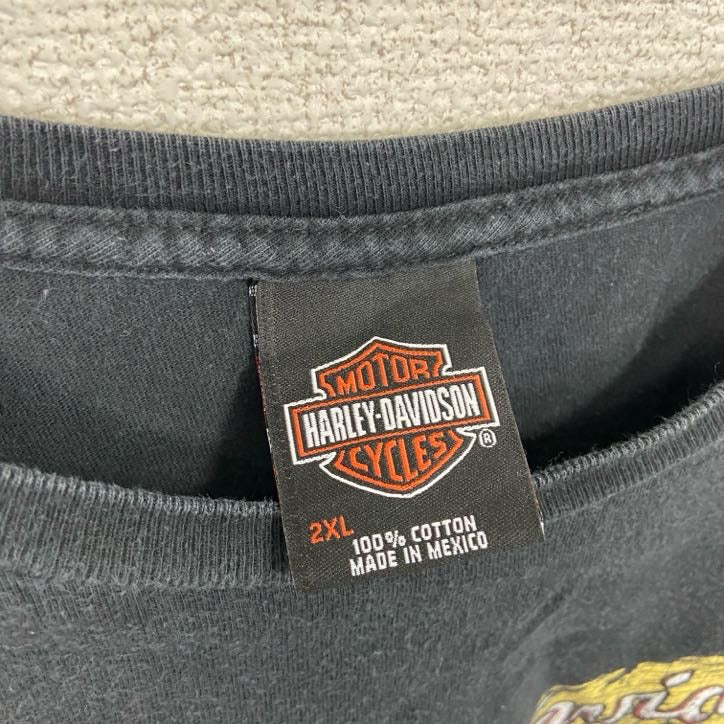 HARLEY DAVIDSON　ハーレーダビッドソン　半袖プリントTシャツ　ドクロ　スカル　黒　ブラック　2XL