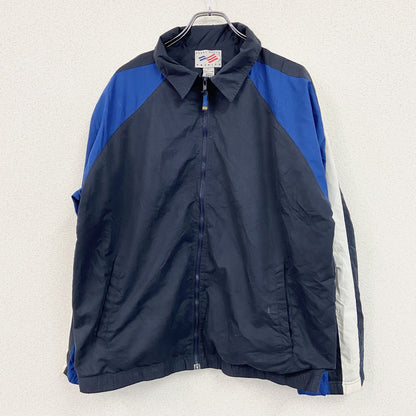 ～00s　PERRY ELLIS　ペリーエイルス　フルジップジャケット　アーチプリント　ヴィンテージ　紺　ネイビー　Lサイズ
