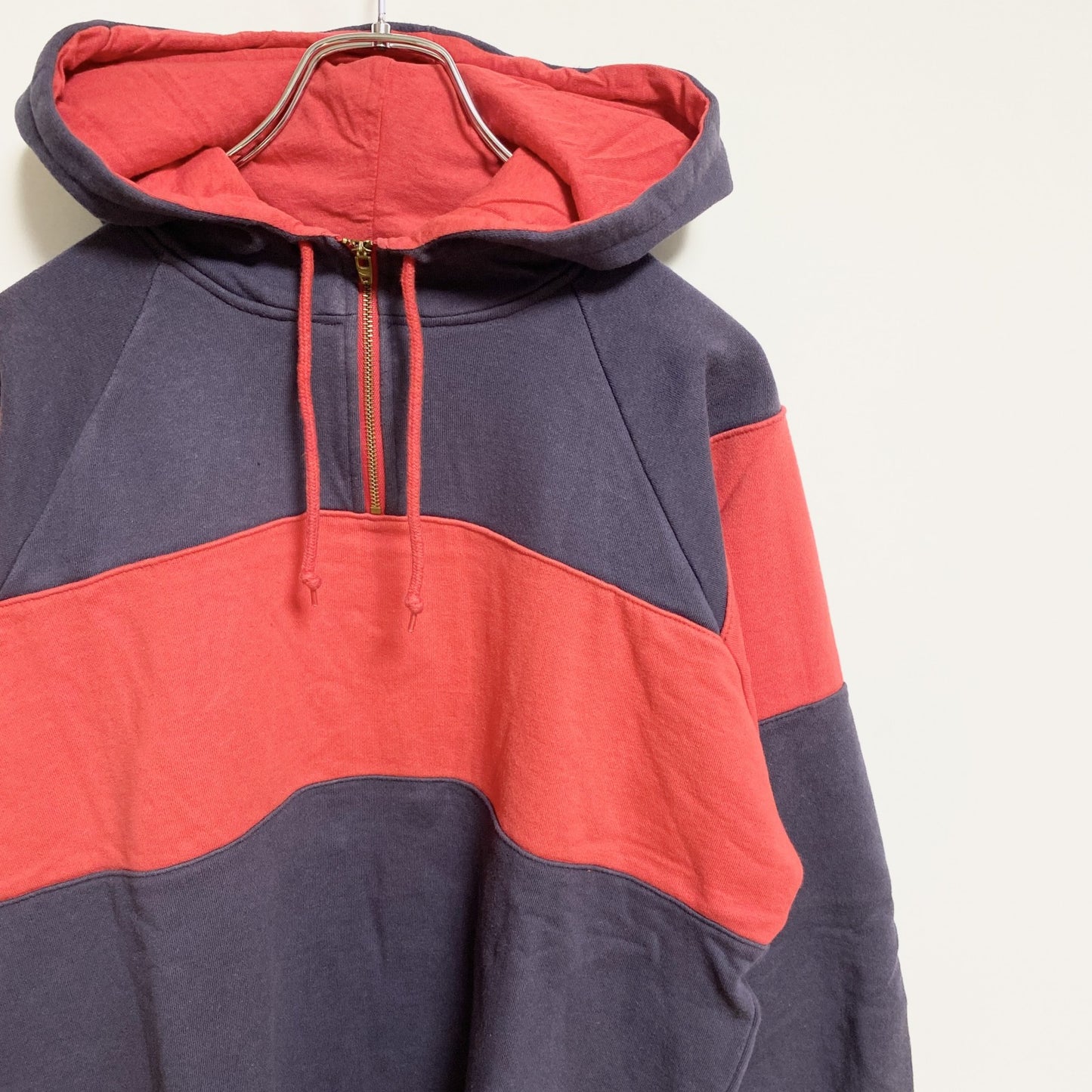 90s　DOCKERS　ドッカーズ　ハーフジップスウェットパーカー　ネイビー　赤　レッド　ヴィンテージ　Mサイズ