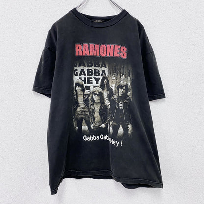 90s　Solid Rock　RAMONES　ラモーンズ　半袖プリントTシャツ　バンドT　黒　ブラック　XLサイズ