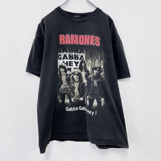 90s　Solid Rock　RAMONES　ラモーンズ　半袖プリントTシャツ　バンドT　黒　ブラック　XLサイズ