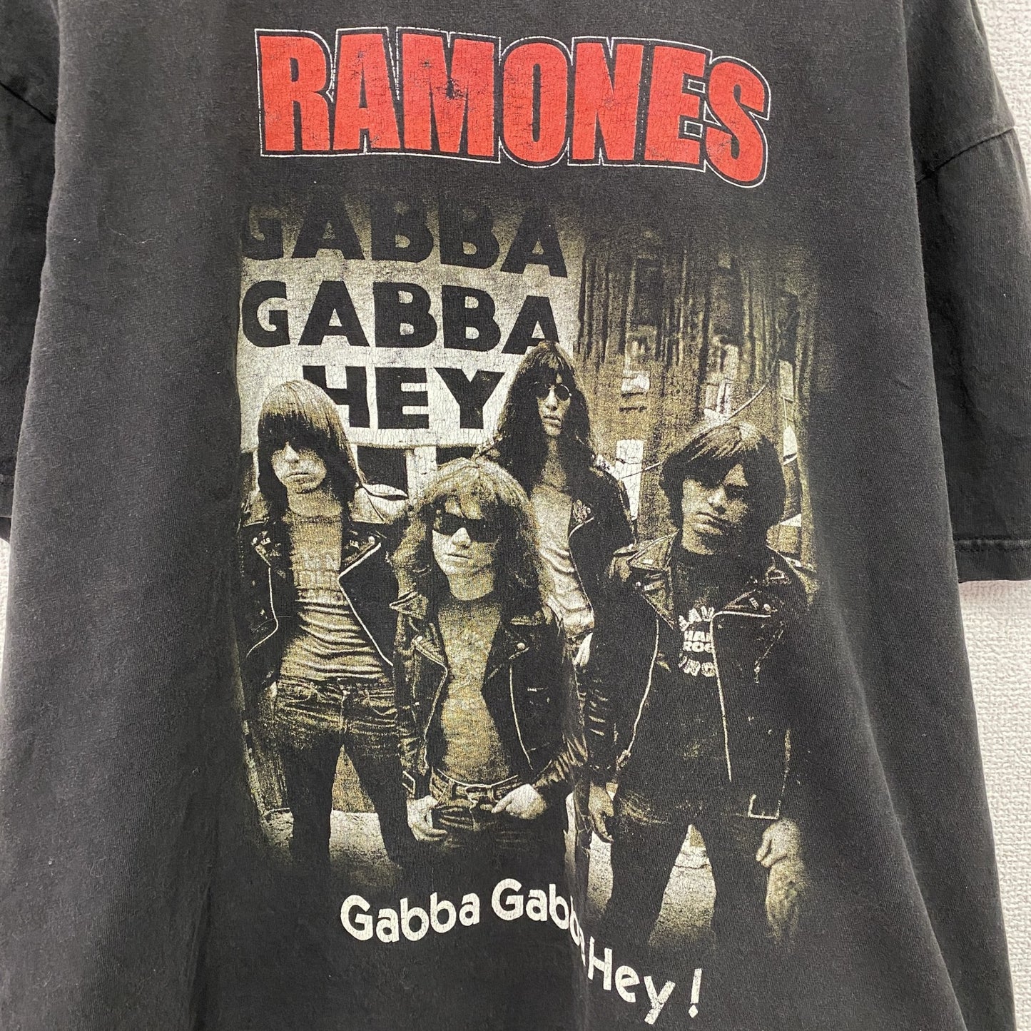 90s　Solid Rock　RAMONES　ラモーンズ　半袖プリントTシャツ　バンドT　黒　ブラック　XLサイズ