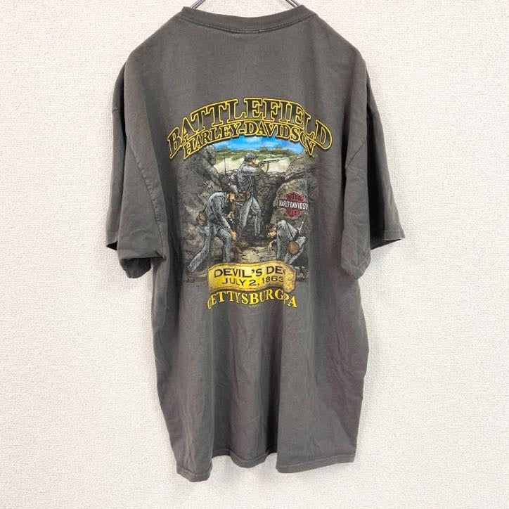 HARLEY DAVIDSON　ハーレーダビッドソン　半袖プリントTシャツ　灰色　グレー　Lサイズ