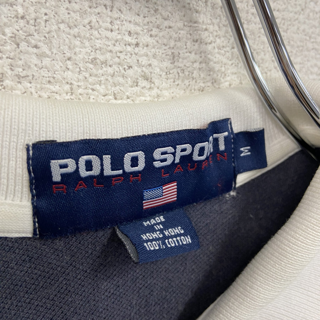 POLO SPORT　ポロスポーツ　半袖ポロシャツ　バイカラー　白　ホワイト　紺　ネイビー　Mサイズ
