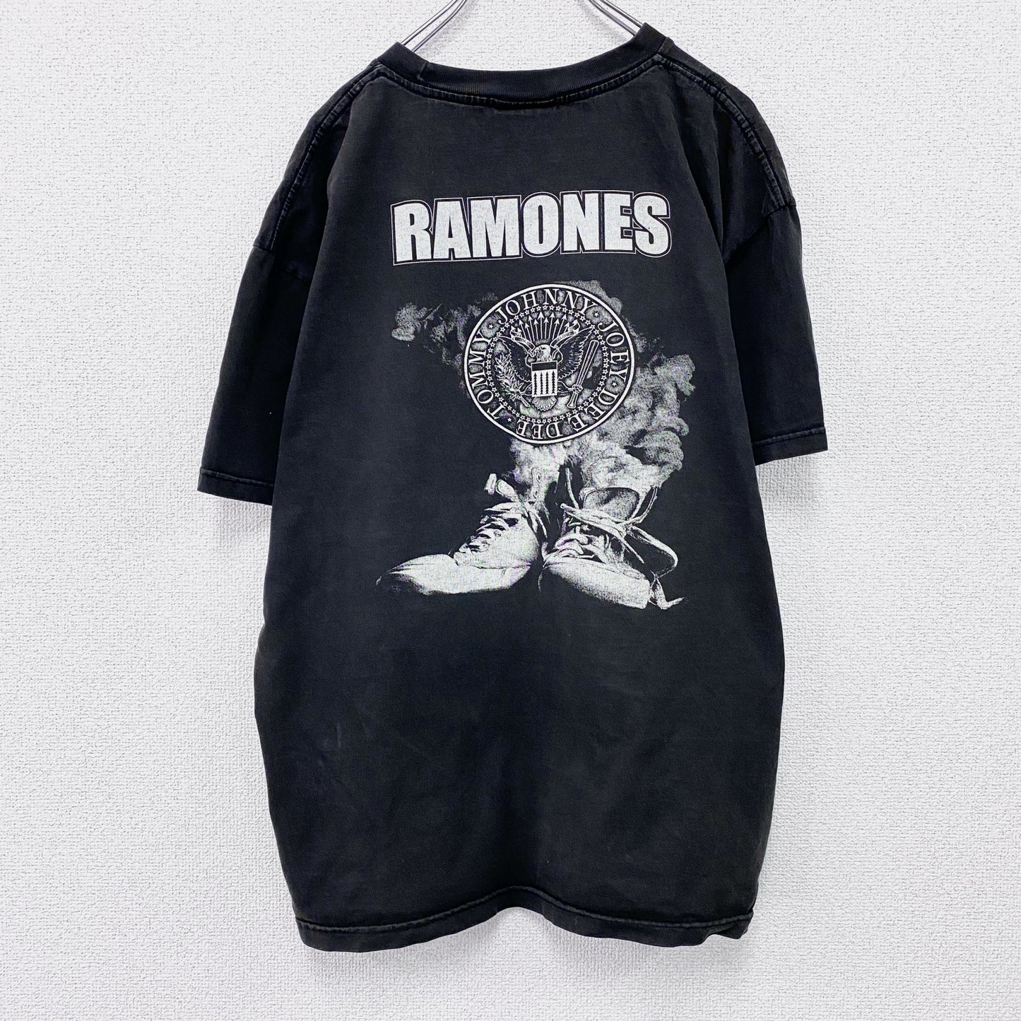 90s　Solid Rock　RAMONES　ラモーンズ　半袖プリントTシャツ　バンドT　黒　ブラック　XLサイズ