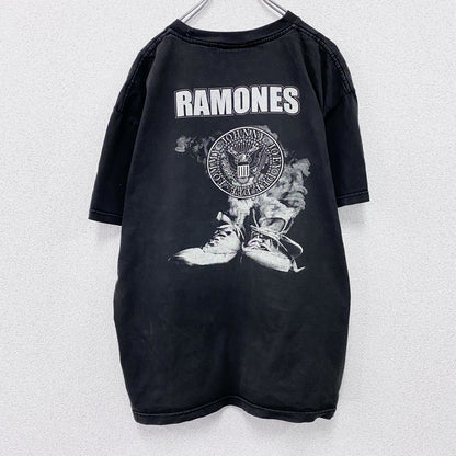 90s　Solid Rock　RAMONES　ラモーンズ　半袖プリントTシャツ　バンドT　黒　ブラック　XLサイズ