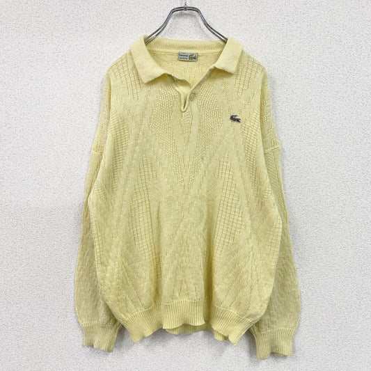 LACOSTE　ラコステ　ポロニットセーター　刺繡ロゴ　黄色　イエロー